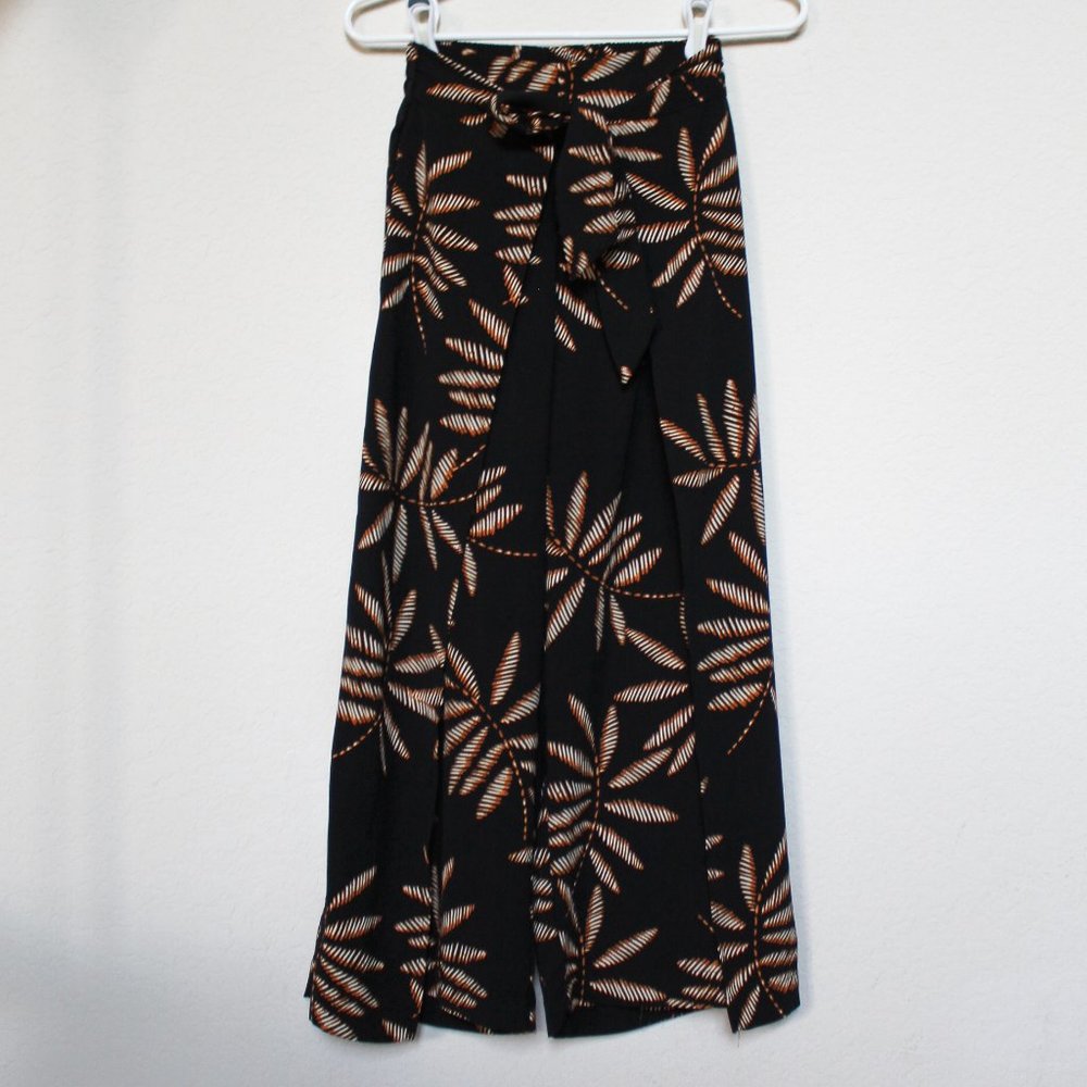 A New Day | High Waisted Tie Around Flowy Pants | Black